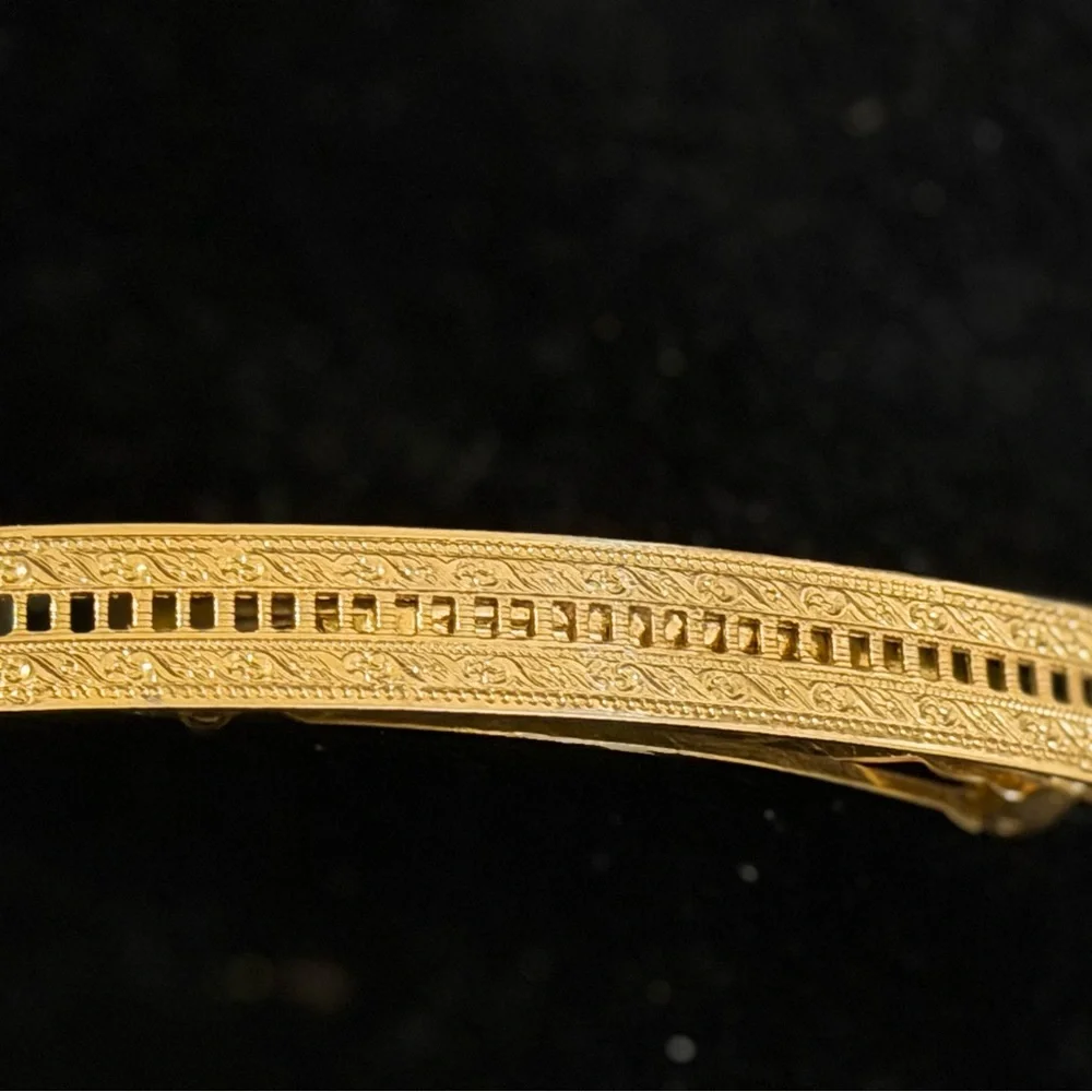 Vintage French Gold Tone Barrette | Made in France| Ornate Etched Design